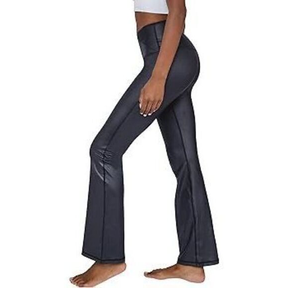 ✨90 Degree By Reflex Faux Leather Flared Leg Yoga Sz Medium Pants✨ - Picture 3 of 9